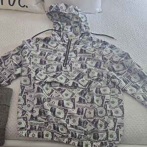 Forever 21 Money Print Windbreaker Mens Large